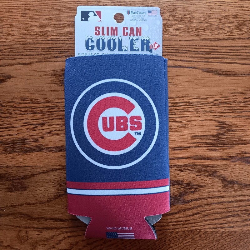 Chicago Cubs 2-Sided 12 Oz Wincraft Slim Can Cooler New