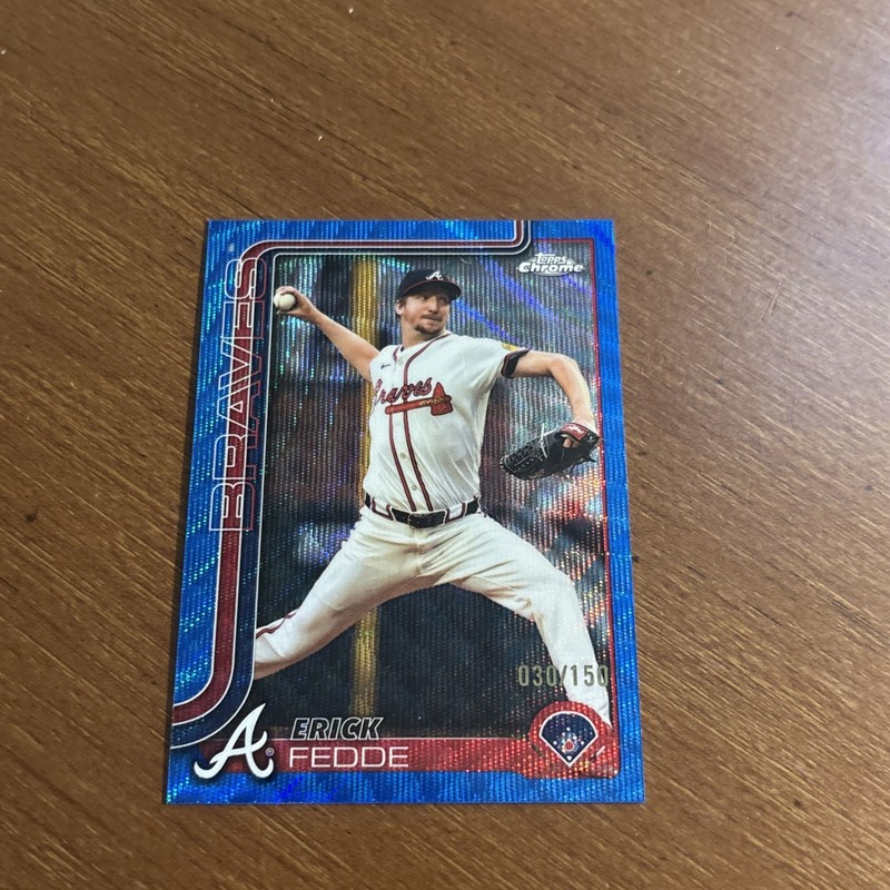 2025 Topps Chrome Update Erick Fedde Blue Wave Refractor /150 Atlanta Braves