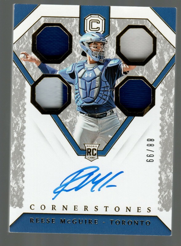 2019 Panini Cornerstones Rookie Quad Relic Autographs #21 Reese McGuire 88/99