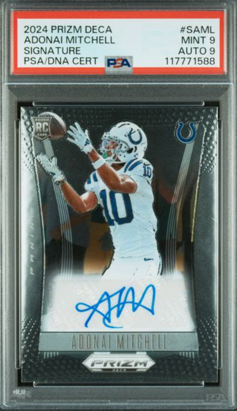 2024 PRIZM DECA #SAML ADONAI MITCHELL SIGNATURE PSA MINT 9 AUTO 9