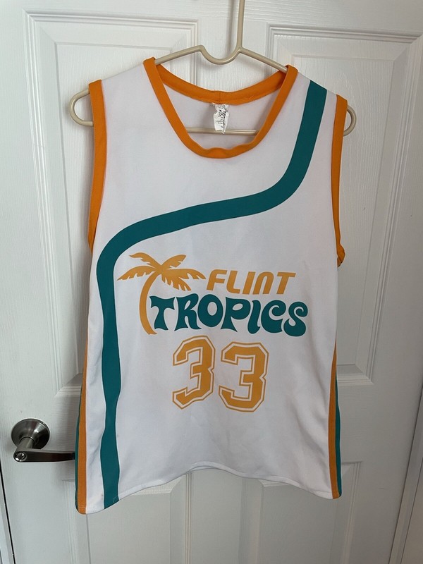 FLINT TROPICS JACKIE MOON #33 JERSEY MENS Size M L Semi Pro Movie Will Farrell