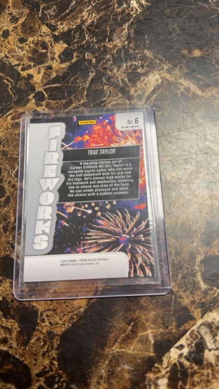 Panini Prizm Black Football 2025 Trae Taylor Fireworks Insert #6 gallery