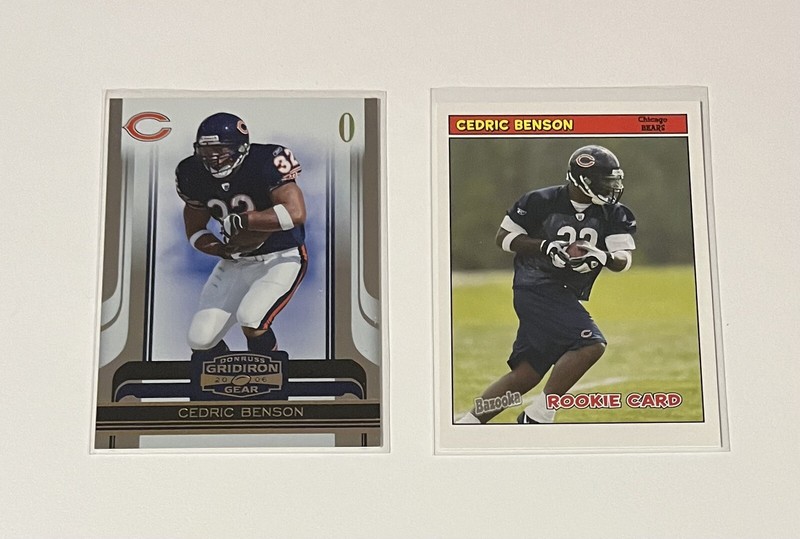 Cedric Benson 2006 Gridiron Gear Gold Holofoil O’s #18 (043/100) & 2005 Bazooka