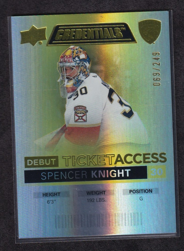 2021-22 Credentials – Debut Ticket Access Spencer Knight #146 Yellow /249 (RC)