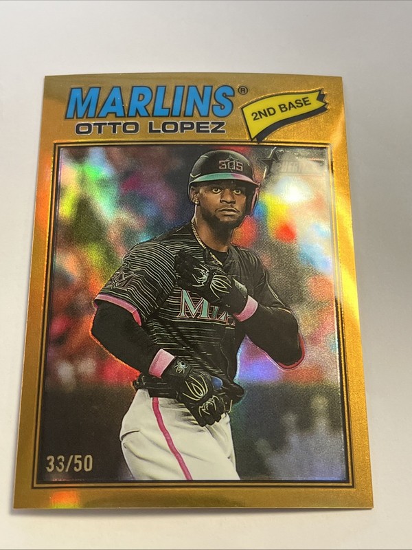 2026 Topps Heritage Gold Refractor /50 – Otto Lopez #345 – Miami Marlins