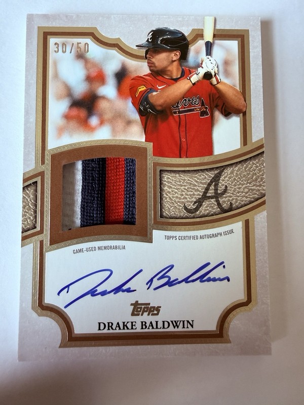 2026 Topps S2 Drake Baldwin Flagship Patch Auto JERSEY NUMBER TFAP2 Braves 30/50