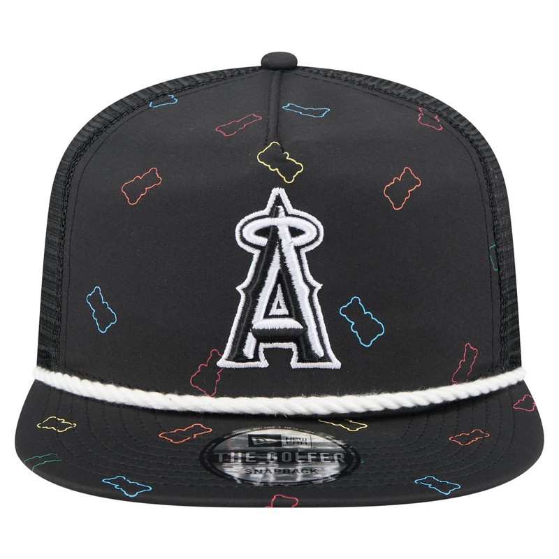 Men's New Era Black Los Angeles Angels Gummy Golfer Trucker Adjustable Hat gallery