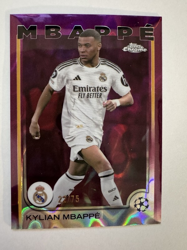 2024-25 Topps Chrome – Kylian Mbappe – Magenta Purple Lava Refractor /75