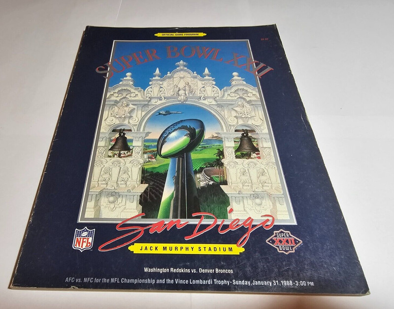 1988 WASHINGTON v DENVER SUPER BOWL XXII PROGRAM REDSKINS BRONCOS 22 FOOTBALL #1