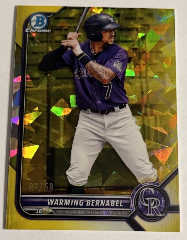 2022 Bowman Chrome Warming Bernabel Yellow Sapphire /50