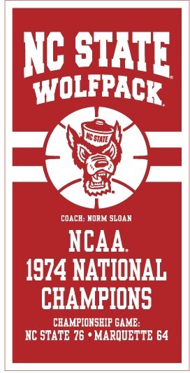 NC State Wolfpack 1974 NCAA National Championship Basketball Banner