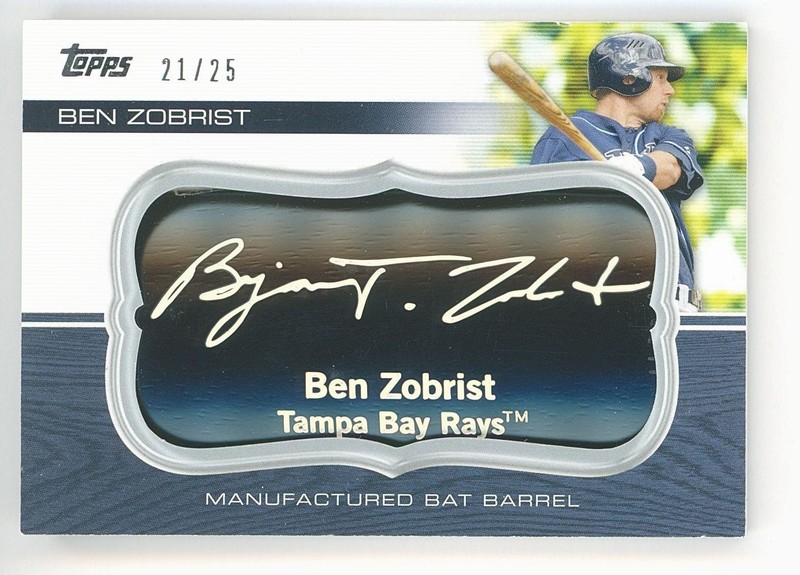 2010 Topps Update BEN ZOBRIST 💎 Bat Barrel Black /25