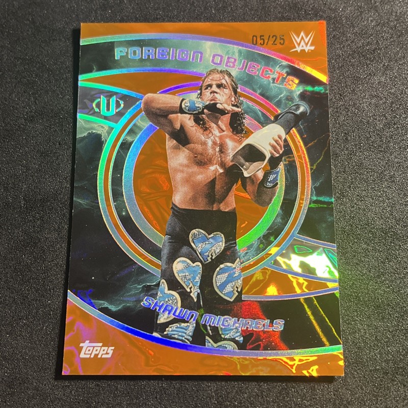 SHAWN MICHAELS Foreign Objects Orange Warp 5/25 2025 Topps Universe WWE FOB-9