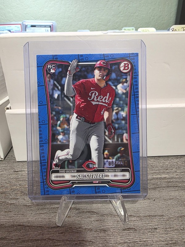 2026 Bowman Chrome – Sal Stewart – Blue Lineup Card Border/150 RC – Cincy Reds