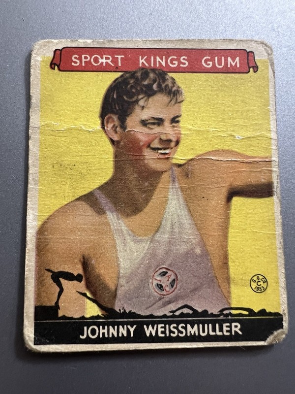 1933 Goudey Sport Kings Gum #21 JOHNNY WEISSMULLER USA Olympics Swimming TARZAN