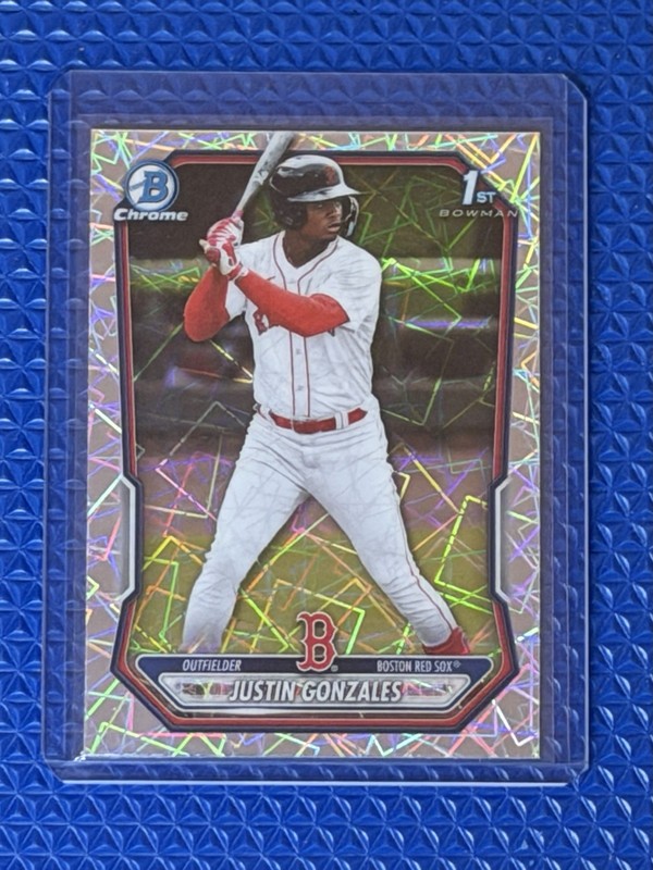 2026 Bowman Chrome Justin Gonzales 1st Bowman #BCP-141 Laser Refractor Red Sox