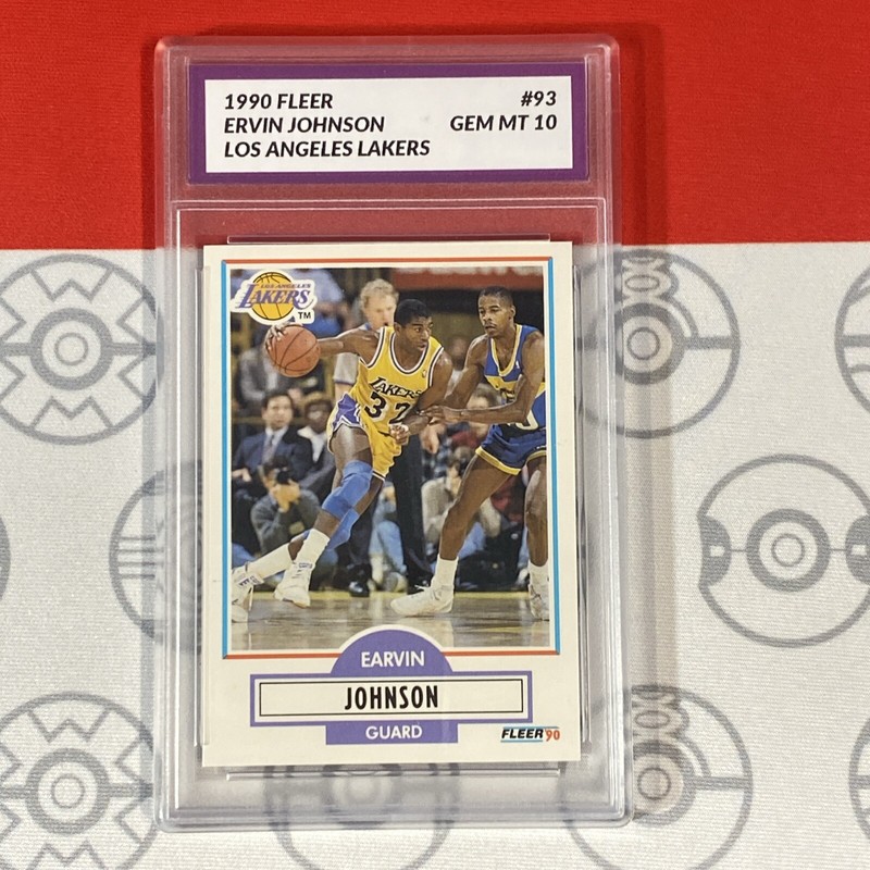 Graded 10 1990 Fleer Earvin MAGIC Johnson Card 93 Los Angeles Lakers GEM MINT