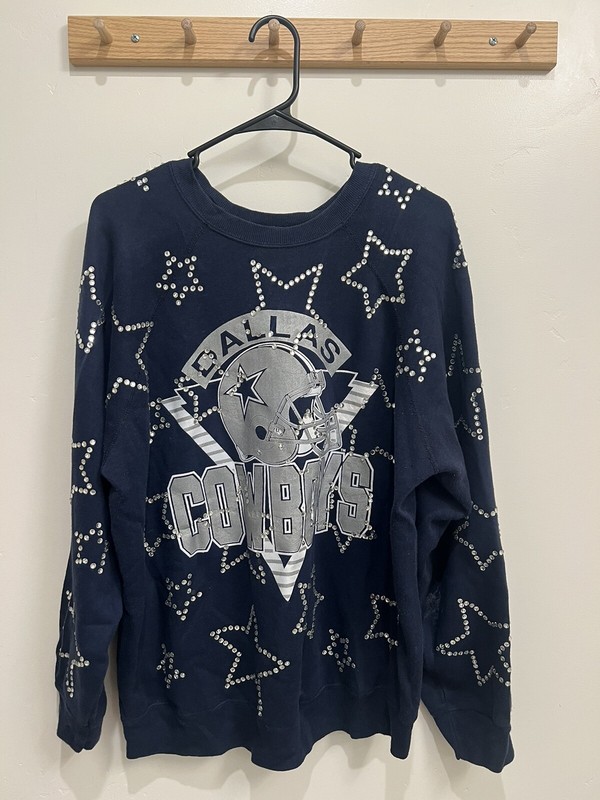 Vintage Dallas Cowboys Sweatshirt L/ XL Crewneck Gem Star Detail See Description