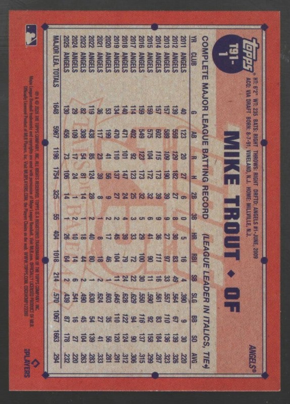 2026 Topps #T91-1 - Mike Trout 1991 Topps Baseball 35th Anniversary gallery
