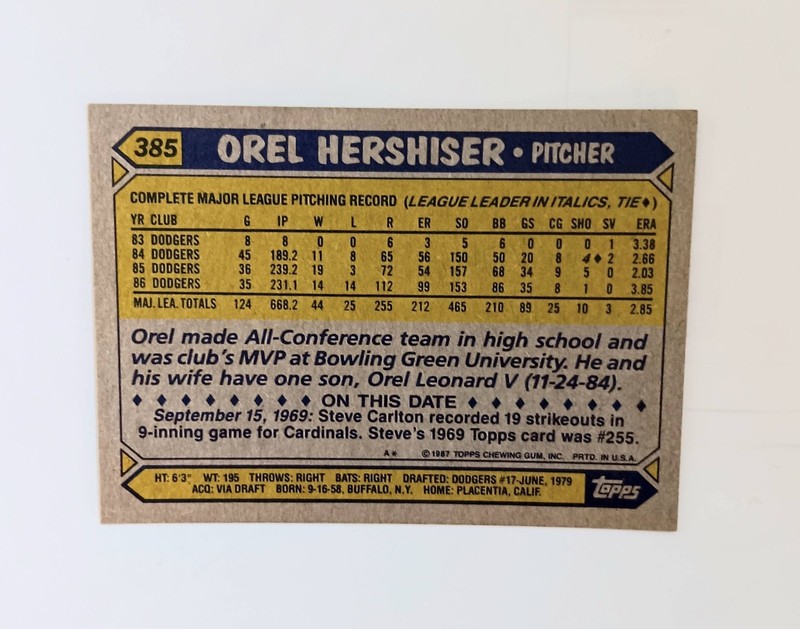 Orel Hershiser Misc Baseball Card Lot - 6 Cards LA Dodgers gallery