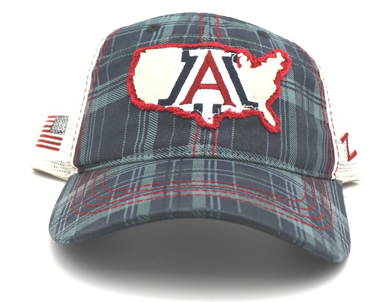 Arizona Wildcats UofA New Zephyr USA Plaid Blue Red White Mesh Dad Era Hat Cap gallery