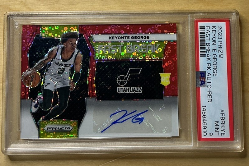 🔥23-24 Panini Prizm Fast Break Rookie Auto Keyonte George Red Prizm /99 PSA 9