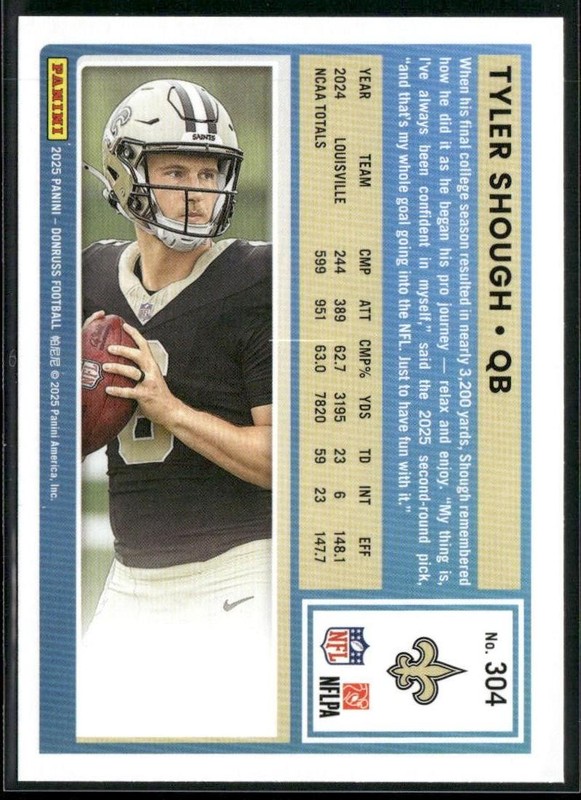 2025 Donruss #304 Tyler Shough Press Proofs Green ROOKIE gallery