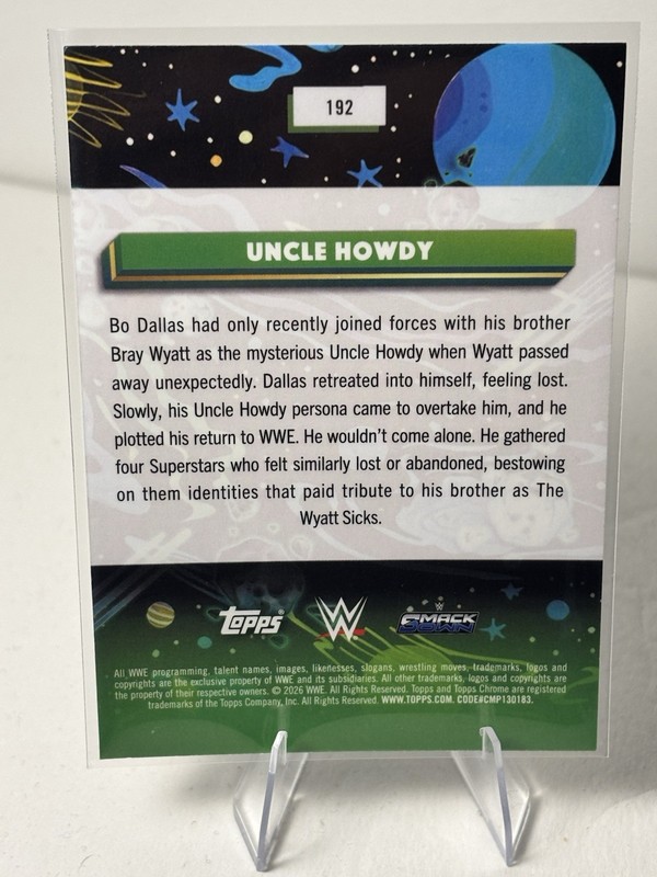2026 Topps Chrome Cosmic WWE Uncle Howdy #192 Base gallery