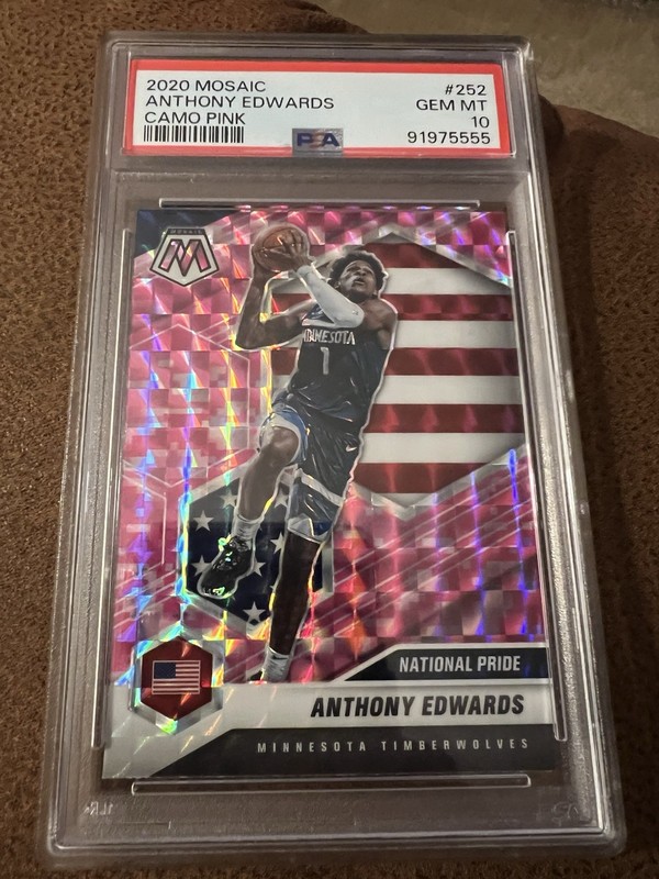 2020-21 Panini National Pride Anthony Edwards #252 Pink Camo Mosaic Prizm (RC)