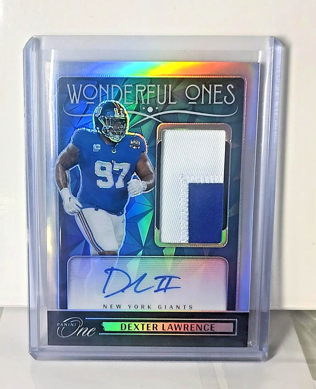 2024 Panini One Dexter Lawrence Wonderful Ones Silver Prizm Patch Auto SP /89