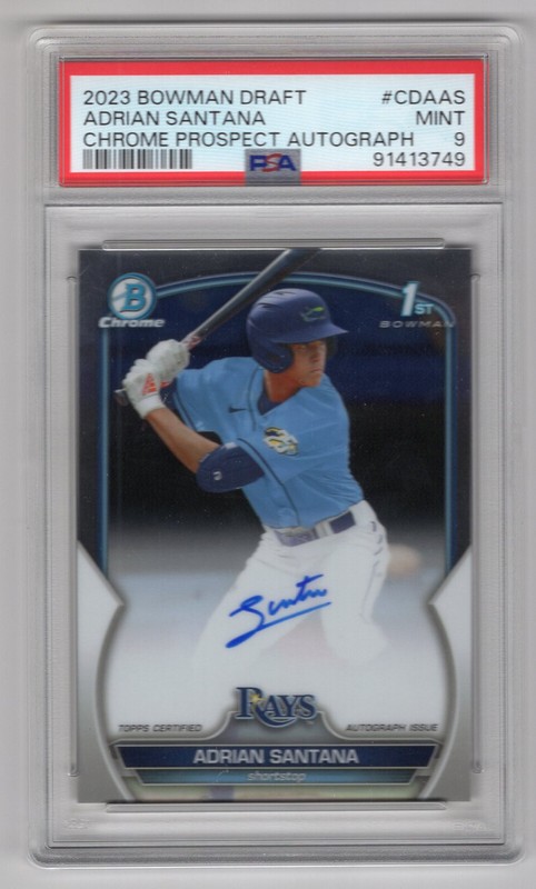 Adrian Santana 2023 Bowman Chrome Draft Auto PSA 9