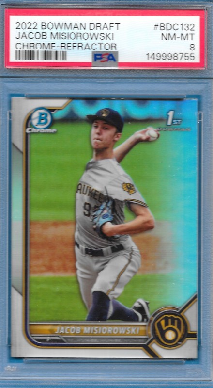 2022 Bowman Draft Chrome Jacob Misiorowski 1st RC Refractor #BDC-132 PSA 8 🔥