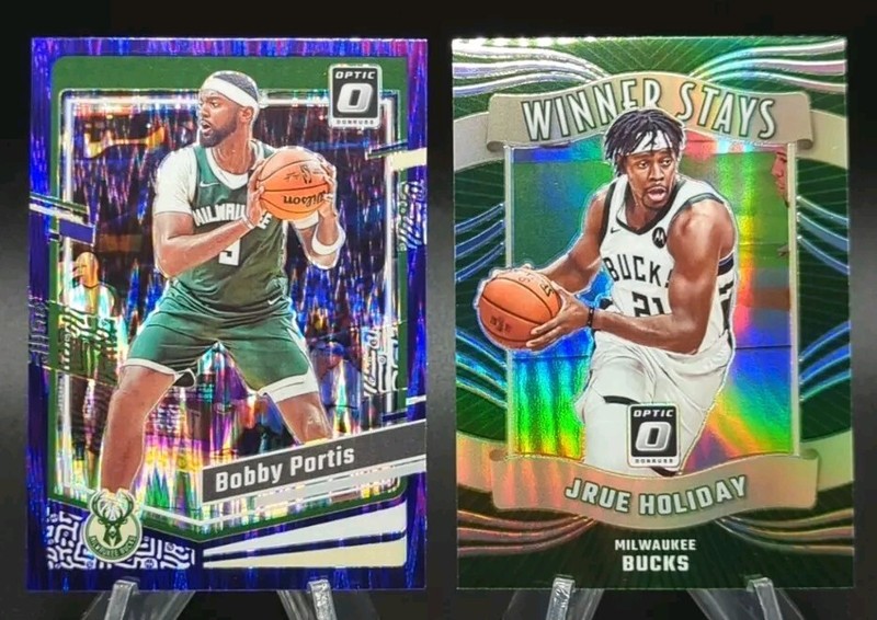 Giannis, Portis & Holiday 2023-24 Donruss Optic Purple Shock Parallel & Inserts gallery