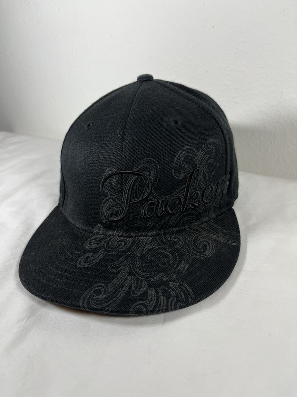 Official NFL Packers Team Reebok Aparrel Flex Fit Black On Black Y2K SIZE L / XL