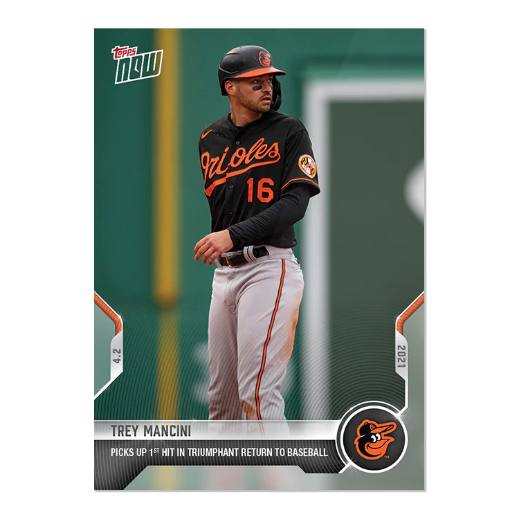 2021 Topps Now 10 Trey Mancini Baltimore Orioles 1st Hit in Return PR 602