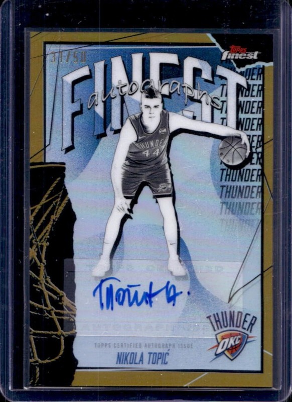 2025-26 Topps Finest Nikola Topic Auto Gold Refractor #/50 OKC Thunder