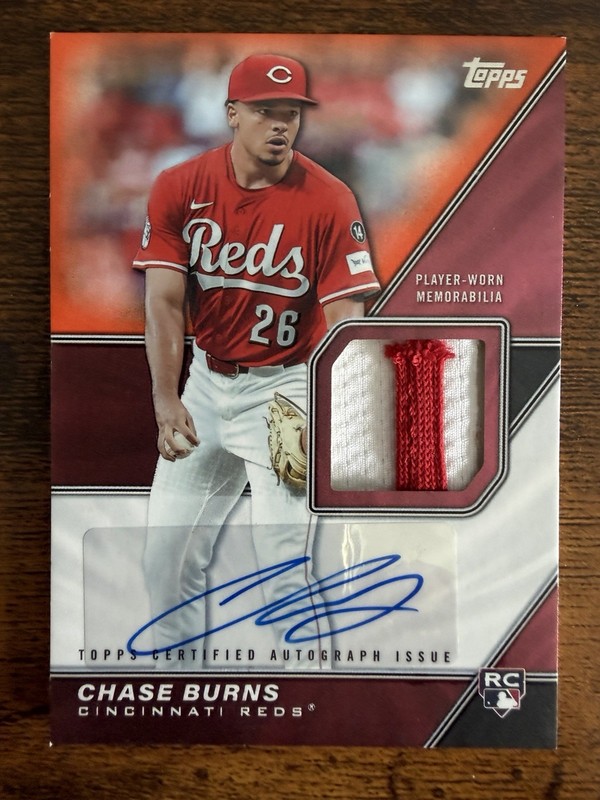 2026 Topps Series 2 Chase Burns Orange Auto Patch 10/25 RC Rookie Reds