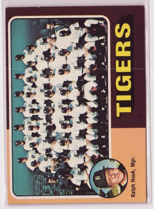 1975 Topps Tigers Team Card Checklist Ralph Houk #18 Unmarked
