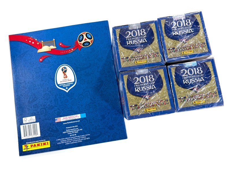 (4) Lot 2018 Panini Fifa World Cup Russia Soccer Album Stickers Sealed w/ book gallery