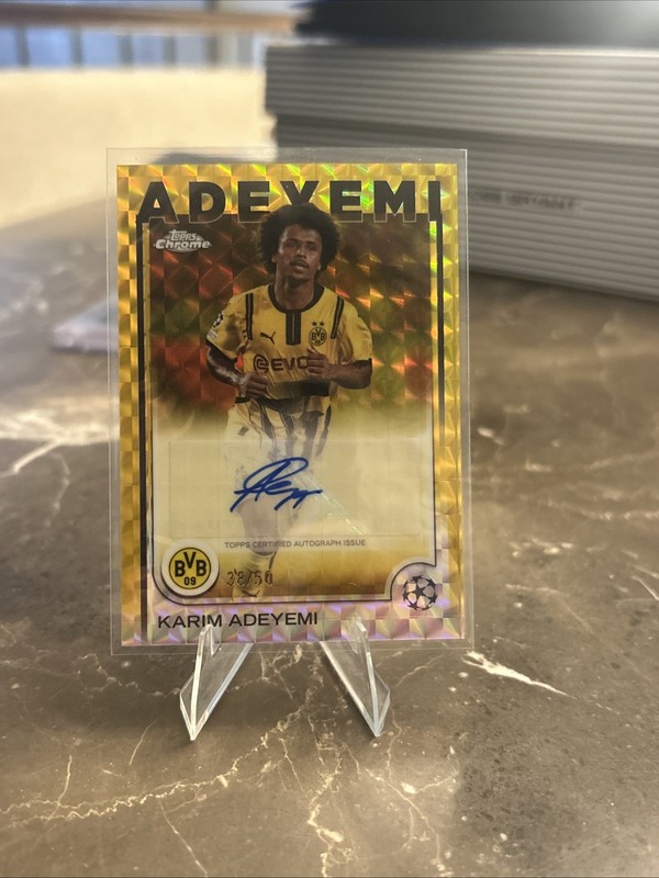 2024-25 Topps UEFA Club Competitions Gold Refractor Auto Karim Adeyemi 38/50