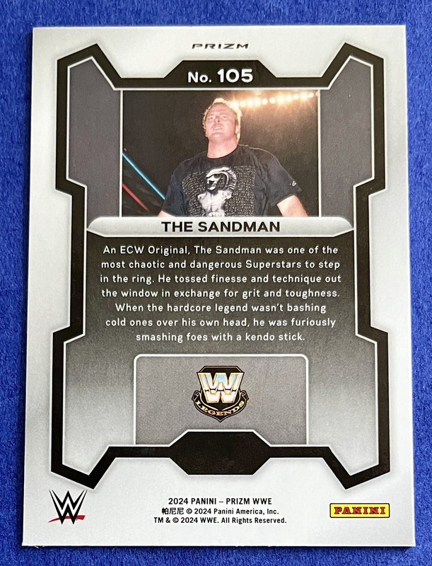 The Sandman 2024 Panini Prizm WWE GREEN PRIZM PARALLEL Card #105 ECW gallery