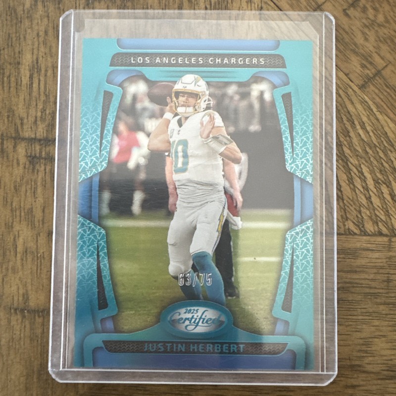2025 Panini Certified Justin Herbert Mirror Teal 63/75 #55