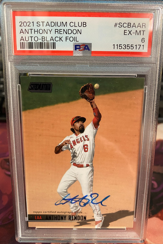 2021 STADIUM CLUB, ANTHONY RENDON, (AUTO -BLACK FOIL) #SCBAAR PSA EX-MT 6