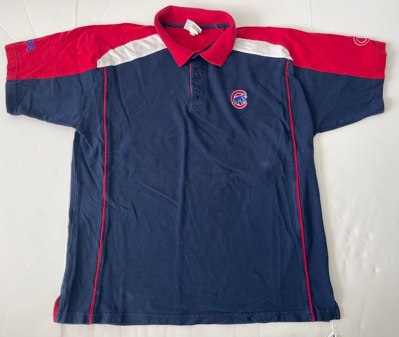 Vintage Chicago Cubs Lee Sport Navy Red White Polo Shirt Men XL