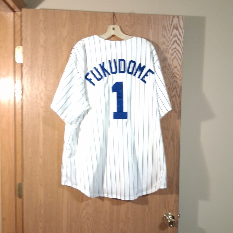 Kosuke Fukudome #1 Chicago Cubs Sewn Majestic Pinstripe Jersey 3XL
