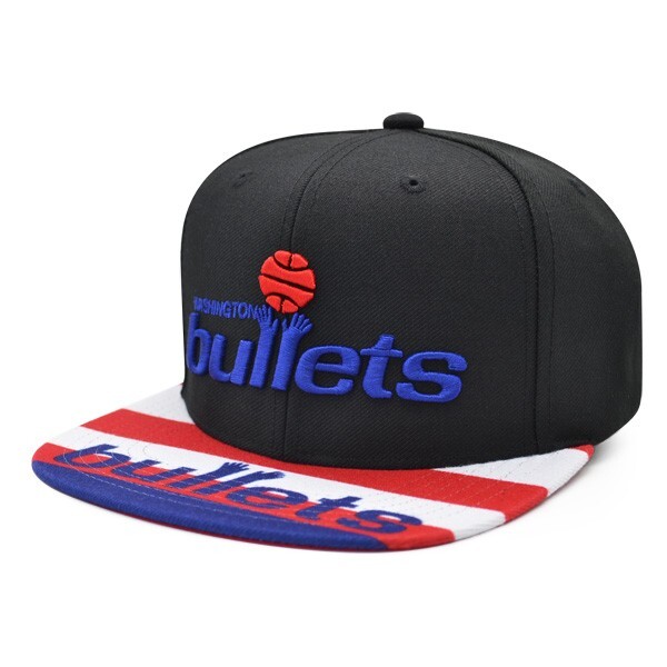 Washington Bullets Mitchell & Ness NBA Team Hook Snapback Hat -Black/Red/Blue