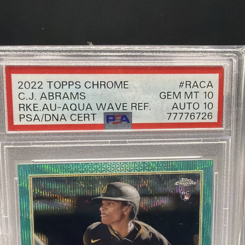 Topps Chrome 2022 C.J. Abrams Aqua Wave Rookie Auto #RA-CA /199 PSA 10/10 gallery