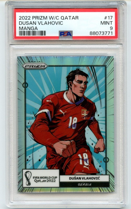 2022 Panini Prizm World Cup Qatar Manga #17 Dusan Vlahovic Serbia PSA 9