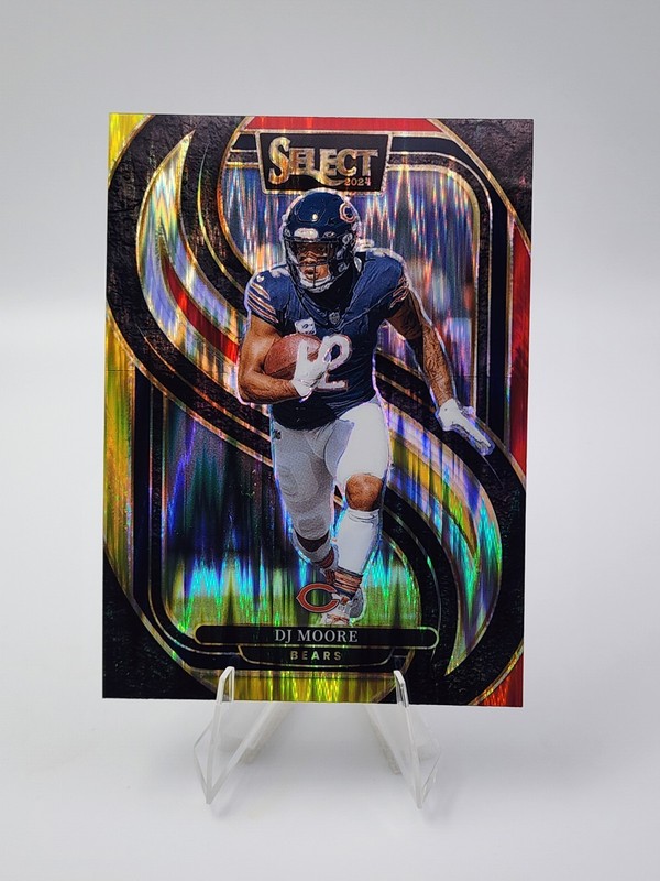 2024 Panini Select – Premier Level D.J. Moore #151 Red & Yellow Shock Prizm
