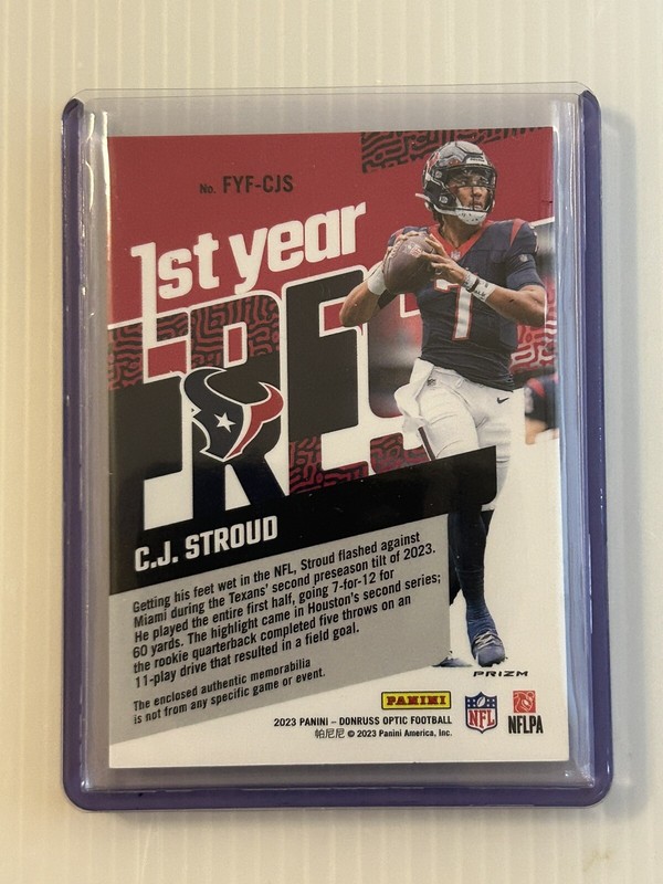 2023 Optic CJ Stroud 1st Year Fresh Hyper Blue Prizm Jersey RC Texans FYF-CJS gallery